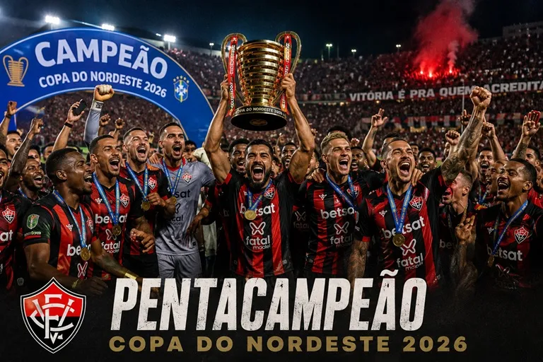 Vitória é campeão da Copa do Nordeste 2026 e transforma o Barradão em um mar rubro-negro de emoção
